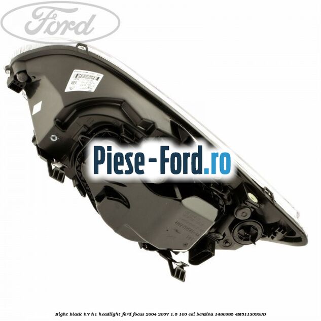 Right black H7/H1 headlight Ford Focus 2004-2007 1.6 100 cai benzina #F2108E3D93