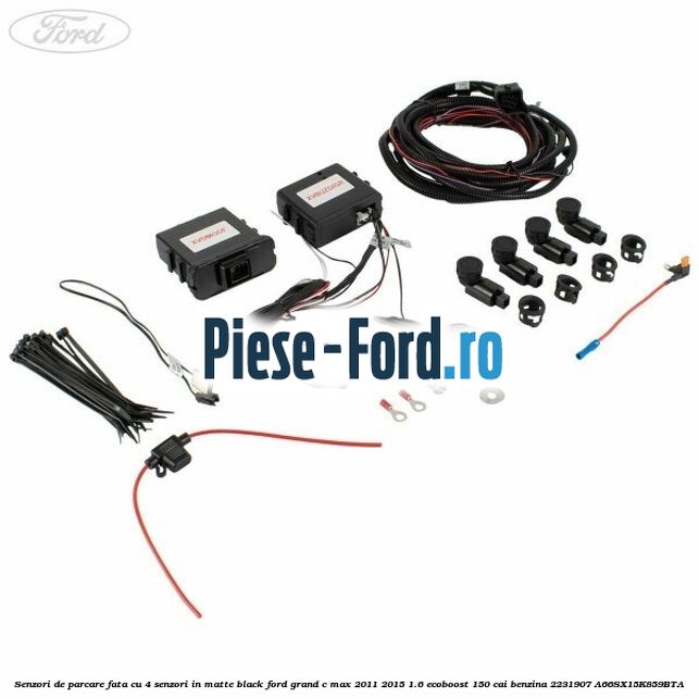 Senzori de parcare fata, cu 4 senzori in matte black Ford Grand C-Max 2011-2015 1.6 EcoBoost 150 cai benzina