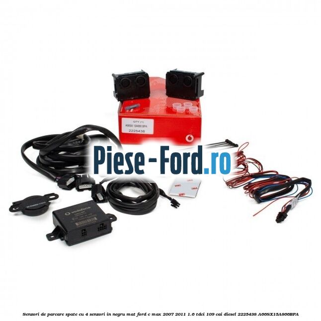 Senzori de parcare spate, cu 4 senzori in negru mat Ford C-Max 2007-2011 1.6 TDCi 109 cai diesel