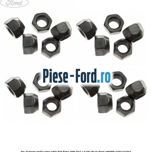 Set 20 bucati piulite janta tabla Ford Fiesta 2008-2012 1.6 TDCi 95 cai diesel