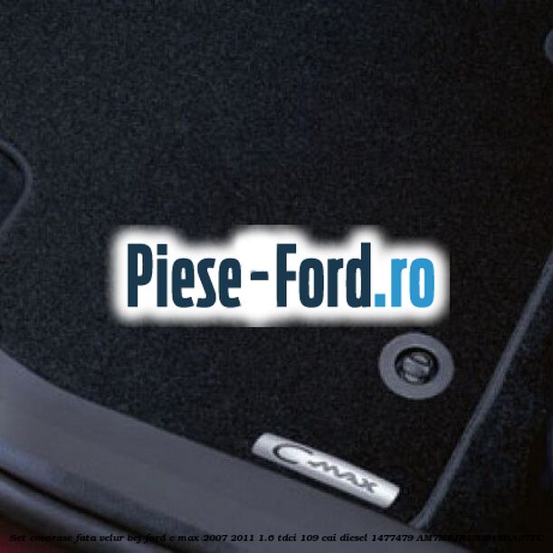 Set covorase fata, velour negru Ford C-Max 2007-2011 1.6 TDCi 109 cai diesel