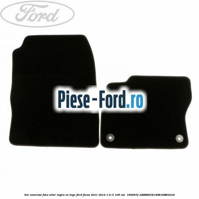 Set covorase fata, velur negru cu logo Ford Focus 2011-2014 1.6 Ti 105 cai  #C4F9D5252D