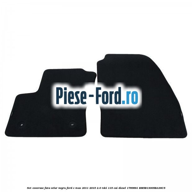 Set covorase fata, velur negru Ford C-Max 2011-2015 2.0 TDCi 115 cai diesel
