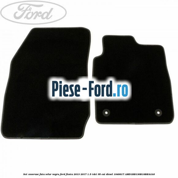 Set covorase fata, velur negru Ford Fiesta 2013-2017 1.5 TDCi 95 cai diesel