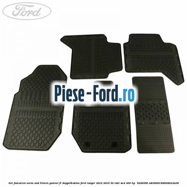 Set Fußmatten vorne und hinten, Gummi für Doppelkabine Ford Ranger 2012-2015 3.2 TDCi 4x4 200 HP #3F8F2F1B97