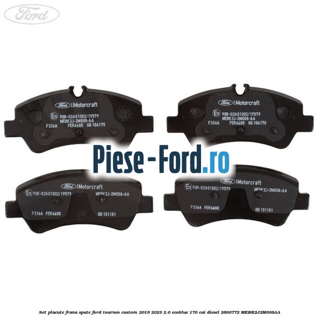 Set placute frana spate Ford Tourneo Custom 2019-2023 2.0 EcoBlue 170 cai diesel #6EA075412E