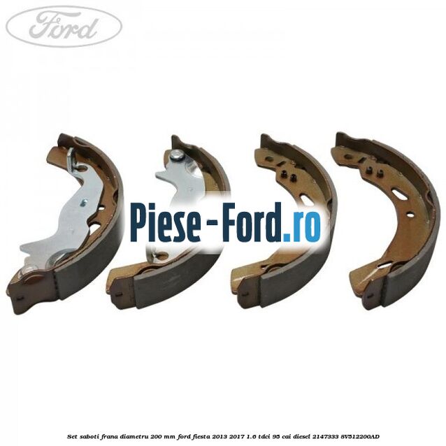 Set saboti frana diametru 200 mm Ford Fiesta 2013-2017 1.6 TDCi 95 cai diesel