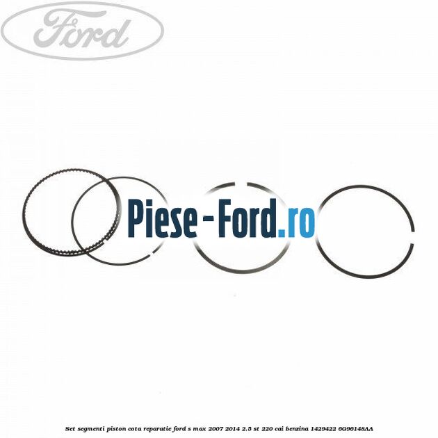 Set segmenti piston, cota reparatie Ford S-Max 2007-2014 2.5 ST 220 cai benzina
