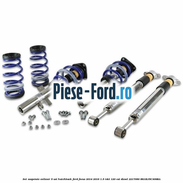 Set suspensie coilover 5 usi hatchback Ford Focus 2014-2018 1.5 TDCi 120 cai diesel
