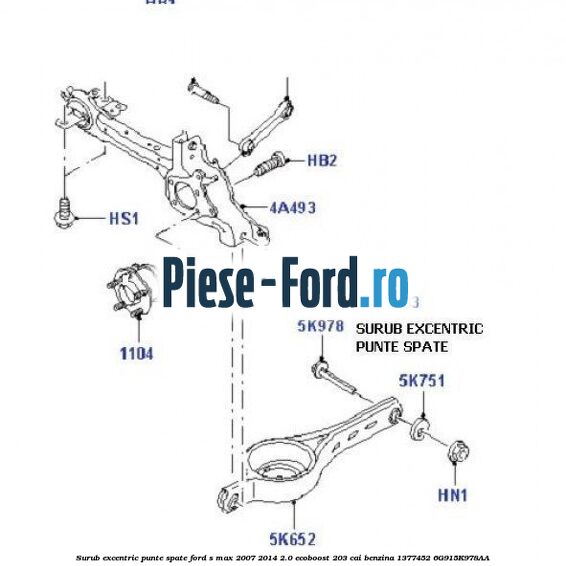 Surub excentric punte spate Ford S-Max 2007-2014 2.0 EcoBoost 203 cai benzina
