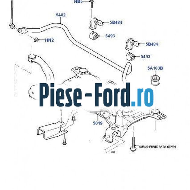 Surub prindere punte fata 65 MM Ford S-Max 2007-2014 2.3 160 cai benzina #8A42226102