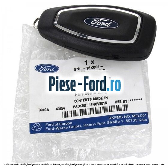 Telecomanda cheie Ford pentru modele cu buton pornire Ford Power Ford C-Max 2016-2020 2.0 TDCi 170 cai #7D0FC1B850