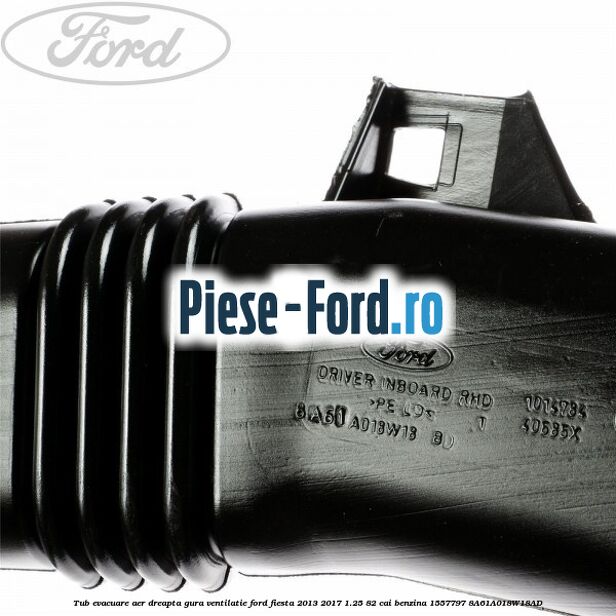 Tub evacuare aer carcasa aeroterma stanga Ford Fiesta 2013-2017 1.25 82 cai benzina