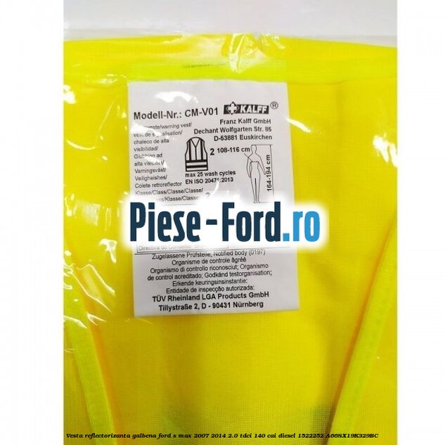 Vesta reflectorizanta galbena Ford S-Max 2007-2014 2.0 TDCi 140 cai diesel #6EB8E6BC7C