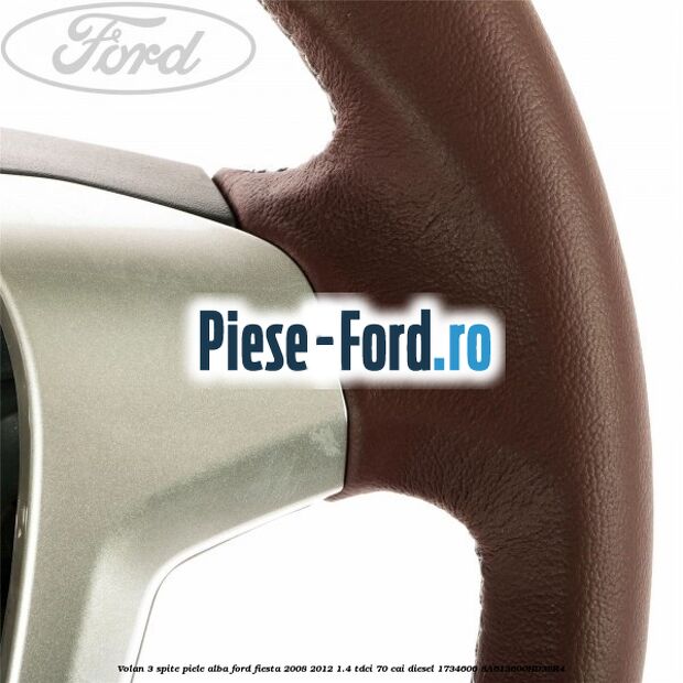 Volan 3 spite piele alba Ford Fiesta 2008-2012 1.4 TDCi 70 cai diesel #07DBF1036B