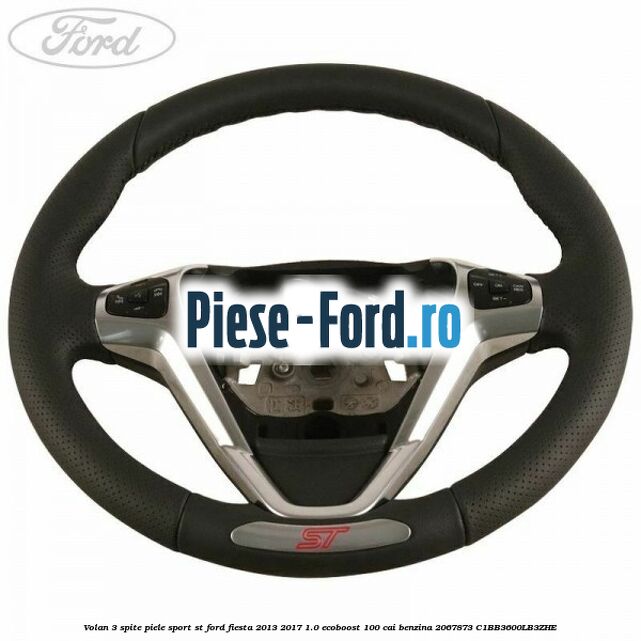 Volan 3 spite piele sport ST Ford Fiesta 2013-2017 1.0 EcoBoost 100 cai benzina