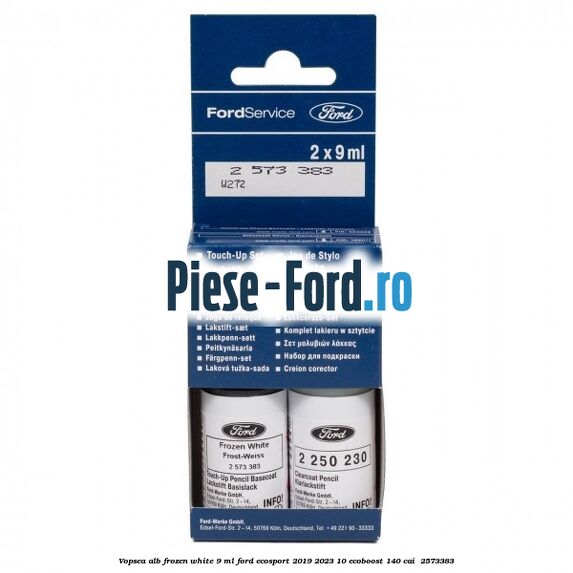 Vopsea alb Frozen White, 9 ml Ford EcoSport 2019-2023 1.0 EcoBoost 140 cai #20095A6E26