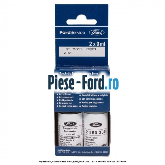 Vopsea alb Frozen White, 9 ml Ford Focus 2011-2014 1.6 TDCi 115 cai #F613E485DA