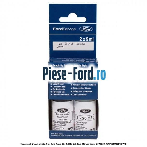 Vopsea alb Frozen White, 9 ml Ford Focus 2014-2018 2.0 TDCi 150 cai diesel #616DDEC382
