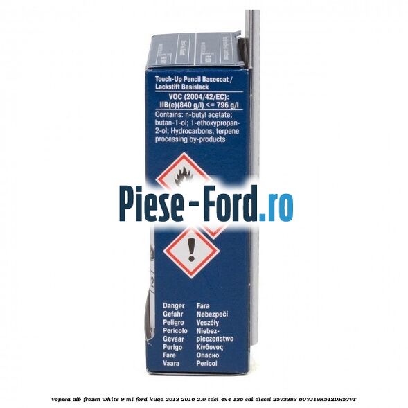 Vopsea alb Frozen White, 9 ml Ford Kuga 2013-2016 2.0 TDCi 4x4 136 cai diesel #91D9C65FB1