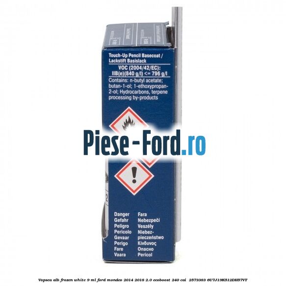 Vopsea alb Frozen White, 9 ml Ford Mondeo 2014-2018 2.0 EcoBoost 240 cai #75426B5FF3 Vopsea alb Frozen White, 9 ml Ford Mondeo 2014-2018 2.0 EcoBoost 240 cai #75426B5FF3