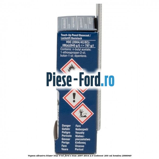Vopsea albastru Blazer Blue, 9 ml Ford S-Max 2007-2014 2.0 EcoBoost 203 cai benzina #C5F612A4DD