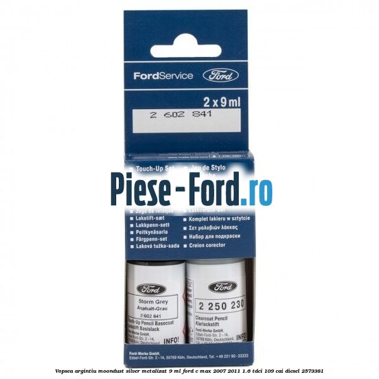 Vopsea argintiu Moondust silver metalizat, 9 ml Ford C-Max 2007-2011 1.6 TDCi 109 cai #7B573EC61A