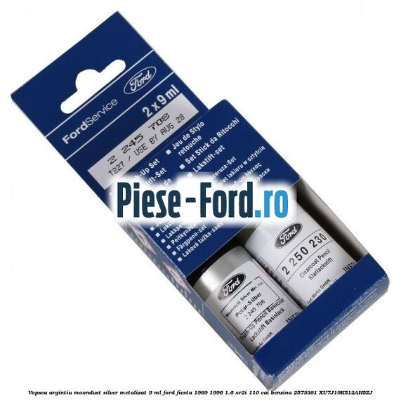 Vopsea argintiu Moondust silver metalizat, 9 ml Ford Fiesta 1989-1996 1.6 XR2i 110 cai benzina #CEE404A490