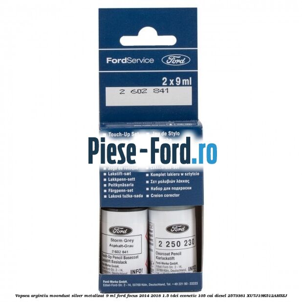 Vopsea argintiu Moondust silver metalizat, 9 ml Ford Focus 2014-2018 1.5 TDCi ECOnetic 105 cai diesel #A696705B8C