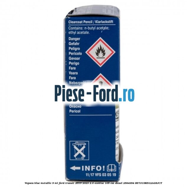 Vopsea blue metallic, 9 ml Ford Transit 2019-2023 2.0 EcoBlue 105 cai diesel #9E6C7CDCCB