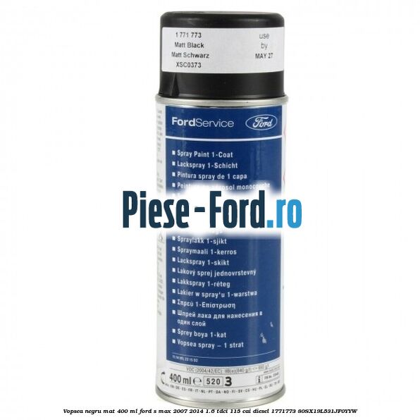 Vopsea negru mat, 400 ml Ford S-Max 2007-2014 1.6 TDCi 115 cai diesel