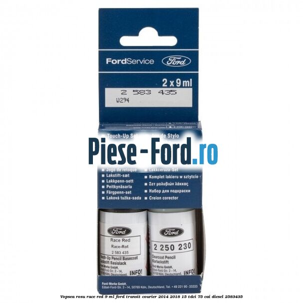 Vopsea rosu Race Red, 9 ml Ford Transit Courier 2014-2018 1.5 TDCi 75 cai #59FCFA560D