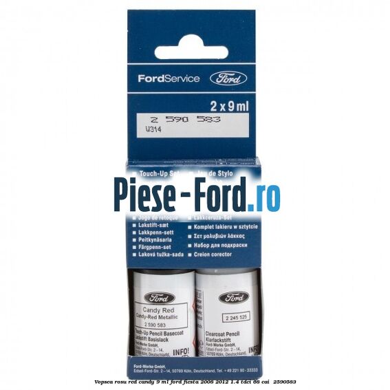 Vopsea rosu Red Candy, 9 ml Ford Fiesta 2008-2012 1.4 TDCi 68 cai  #5CC417750D