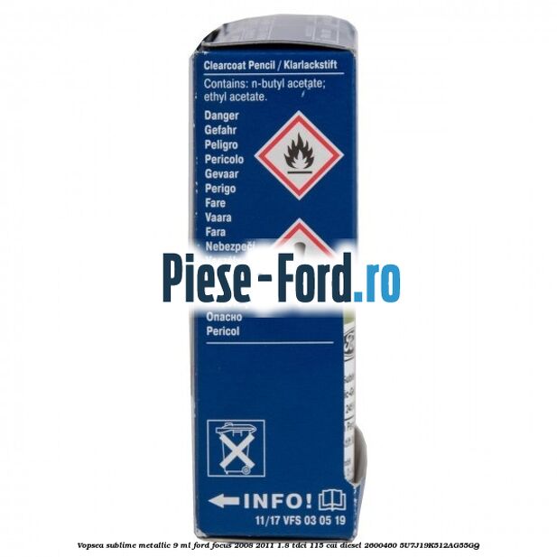 Vopsea sublime metallic, 9 ml Ford Focus 2008-2011 1.8 TDCi 115 cai diesel #5A4DE02B09